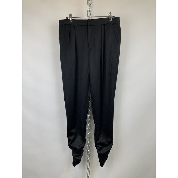 NEW‎ Alice + Olivia Black Wool Ruched Tapered Trousers Size 6 - Picture 1 of 10